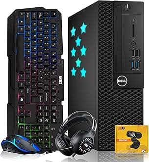 Dell Desktop PC Gaming Bundle - Core i7, 16GB RAM, 512GB SSD, GT 730, RGB Keyboard with AI-Enabled Copilot Key, Mouse, RGB Headphone, Webcam, Wi-Fi, Win 11 Home (Renewed)