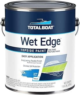 Wet Edge Topside Marine Paint Premium Polyurethane Coating for Boats, RVs, Exterior Trim, Fiberglass, Metal, and Wood (Largo Blue, Gallon)