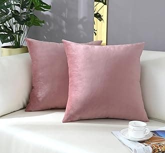 mixeoo Dusty Rose Velvet Throw Pillow Covers 20x20 Inch Set of 2, Super Soft Thick Decorative Square Cushion Cases for Living Room Sofa Couch Decor