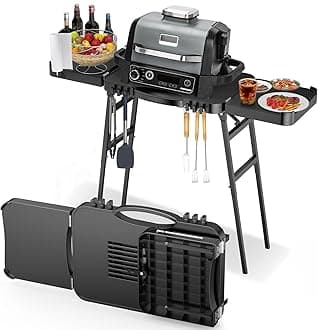 - 26"/30"/34" Portable Outdoor Grill Stand for Ninja Woodfire Outdoor Grill(OG701 OG850 OG951 OO101 Series), 51in Large Space, Upgrade Height & Quick-Fold Stand for Blackstone Griddle/Onni Pizza Oven