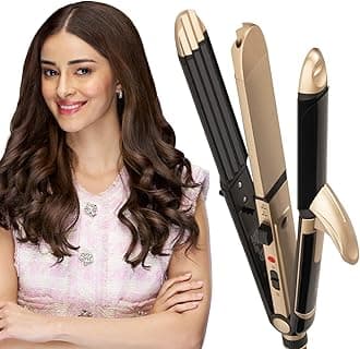 Vega 3 in 1 Hair Styler for Women, (India's No.1 Appliance Brand) | Straightener, Curler and Crimper, Quick Heat up, Suitable for All Types, Gold-Black (VHSCC-01)