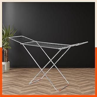 Bathla Mobidry Flex Foldable Cloth Drying Stand | 3 Way Folding, 17 Drying Rails | Heavy-Duty & Lightweight | 2 Year Warranty (Silver)