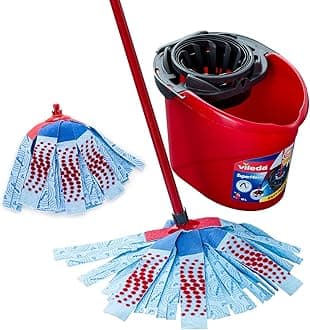 SuperMocio 3 Action XL Mop and Bucket Set with Extra Refill, Blue,Red