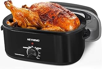 26QT Electric Roaster Oven, Electric Turkey Roaster with Viewing & Self-basting Lid, Stainless Steel Turkey Roaster Oven, Black