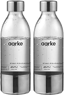 2-pack Small PET Bottle for Sparkling Water Maker Carbonator 3, BPA free with Details in Steel, 450ml, AASPB1-STEEL