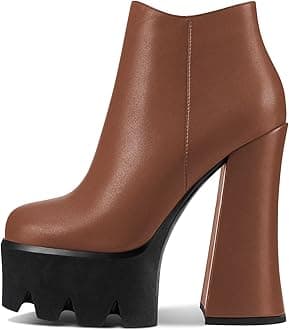 Castamere Women Chunky Block High Platform Heel Round Toe Ankle Boots Short Bootie Slip-on Zipper Dress Party Boots