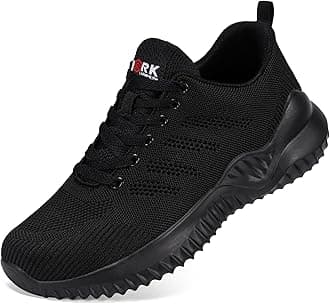 DYKHMILYLightweight Steel Toe Shoes for Men Comfortable Safety Punch Proof Breathable Work Sneakers Cushion Slip Resistant Tennis Shoe (12, Classic Black/290)