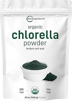 Micro Ingredients Organic Chlorella Powder, 16 Ounce (1lb), Broken Cell Wall, Rich in Vegan Proteins & Vitamins, Raw, Bulk Premium Chlorella Supplement, Vegan Friendly, Non-Irradiation