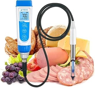 Apera Instruments PH60-MT Handheld pH Meter Tester Kit with LabSen 765 pH/Temp. Blade Spear Electrode for Lab-Grade pH Measurement in Meats and Solid Food Samples