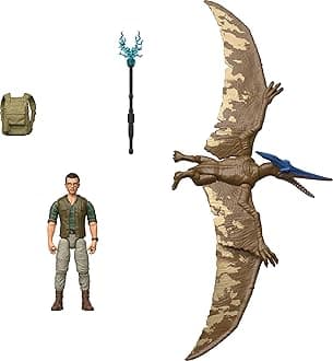Mattel Jurassic World Rebirth Human & Dinosaur Figure Pack, Dr Henry Loomis & Pteranodon, Movie Accurate 3.75 Inch Scale, Posable Collectible