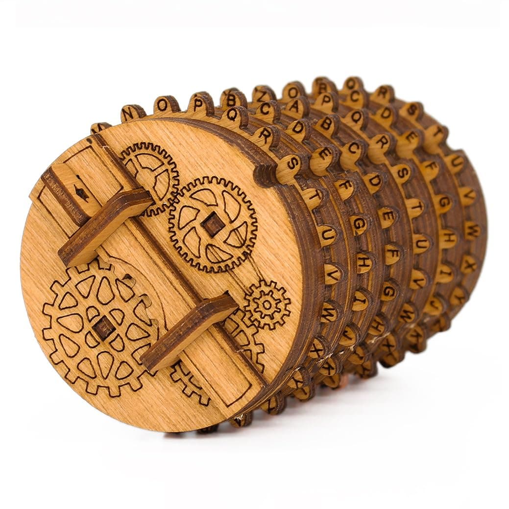 Kryptos - 3D Puzzle Box with a Secret Code - Cryptex Money Box - Adults' Small Gift Wooden Treasure Box - Escape Room Game