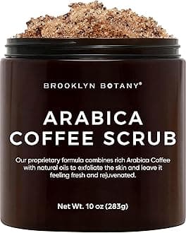 Brooklyn Botany - Arabica Coffee Scrub -100% Natural - with Coconut and Shea Butter - Best Anti Cellulite and Stretch Mark Treatment, Spider Vein Therapy for Varicose Veins & Eczema - 10 oz