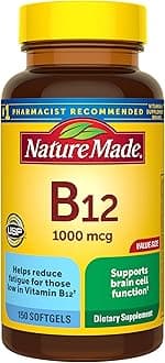 Nature Made Vitamin B12 1000 mcg, Dietary Supplement for Energy Metabolism Support, B12 Vitamins 1000 mcg, 150 Softgels, 150 Day Supply