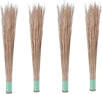 Natural & Pure Bamboo Stick Coconut Jhadu/Broom – Traditional Eco-Friendly Broom for Outdoor Cleaning, Garden, Veranda & Open Spaces | Durable, Lightweight & Long-Handled (Brown, Pack of 4)