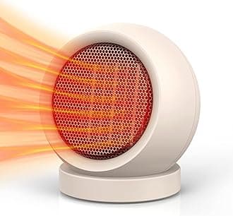 Space Heater,PTC Ceramic/Portable Electric Desktop Heater High Output Desktop Heater for Home Bedroom Office Desk Indoor Use(Light Brown)