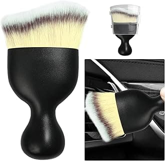 Ziciner Car Detailing Brush, Curved Soft Bristles Auto Removal Dust Collectors, Universal Vehicle Dashboard, Air Conditioner Vents, Computer etc Interior Cleaning Tool Accessory (Beige, 1Pcs)