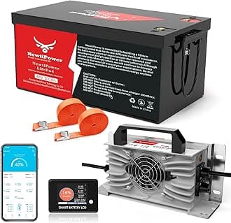 48V 100Ah Golf Cart LiFePO4 Lithium Battery 200A BMS,NewtiPower 10000+ Deep Cycle Lithium Iron Phosphate Battery Great for Golf Cart, RV, Marine and Off Grid Applications