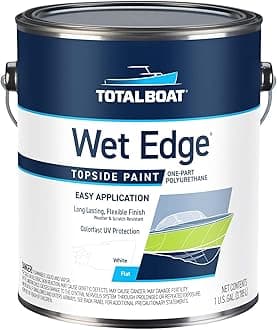 TotalBoat Wet Edge Topside Marine Paint Premium Polyurethane Coating for Boats, RVs, Exterior Trim, Fiberglass, Metal, and Wood (Flat White, Gallon)