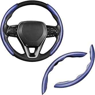 Cartist Steering Wheel Cover, Carbon Fiber Steering Wheel Cover for Men/Women, Anti-Slip, Comfortable Grip, Durable, Universal for 99% Car Interior Accessories (Dark Blue)