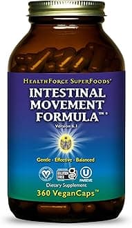 HEALTHFORCE SUPERFOODS Intestinal Movement Formula - 360 VeganCaps - All-Natural Herbal Laxative - Supports Bowel Regularity - Gluten Free - 360 Servings
