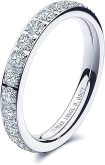 JINEAR 3mm Wedding Bands for Women Eternity Ring 18K Gold Plated Cubic Zirconia Engagement Rings Stackable Anniversary Promise Statement Ring Gift for Her Size 5 to 10