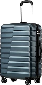 Coolife Luggage Expandable Suitcase Luggage set PC ABS TSA Lock Spinner Carry on 3 Piece Sets, Teal blue, M(24in)