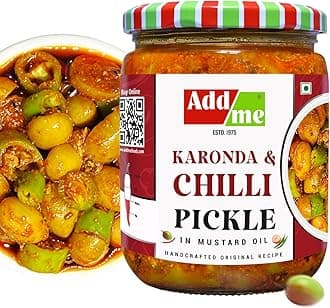 Add me Mix Pickle of Karonda and Chilli in Mustard Oil 500g Mirchi AUR karonde ka achar Glass Pack