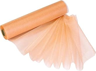 29cm x 25m Roll of Organza Sheer Fabric - Elegant Decorative Cloth for Wedding Chair Bows, Table Runners, Party Favours - Crafting Supplies for Ribbons, Dress Accents,and Bags, Peach