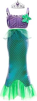 DanvrenPrincess Dress Up Little Girls Mermaid Costume Toddler Mermaid Dress Halloween Costumes with Crown