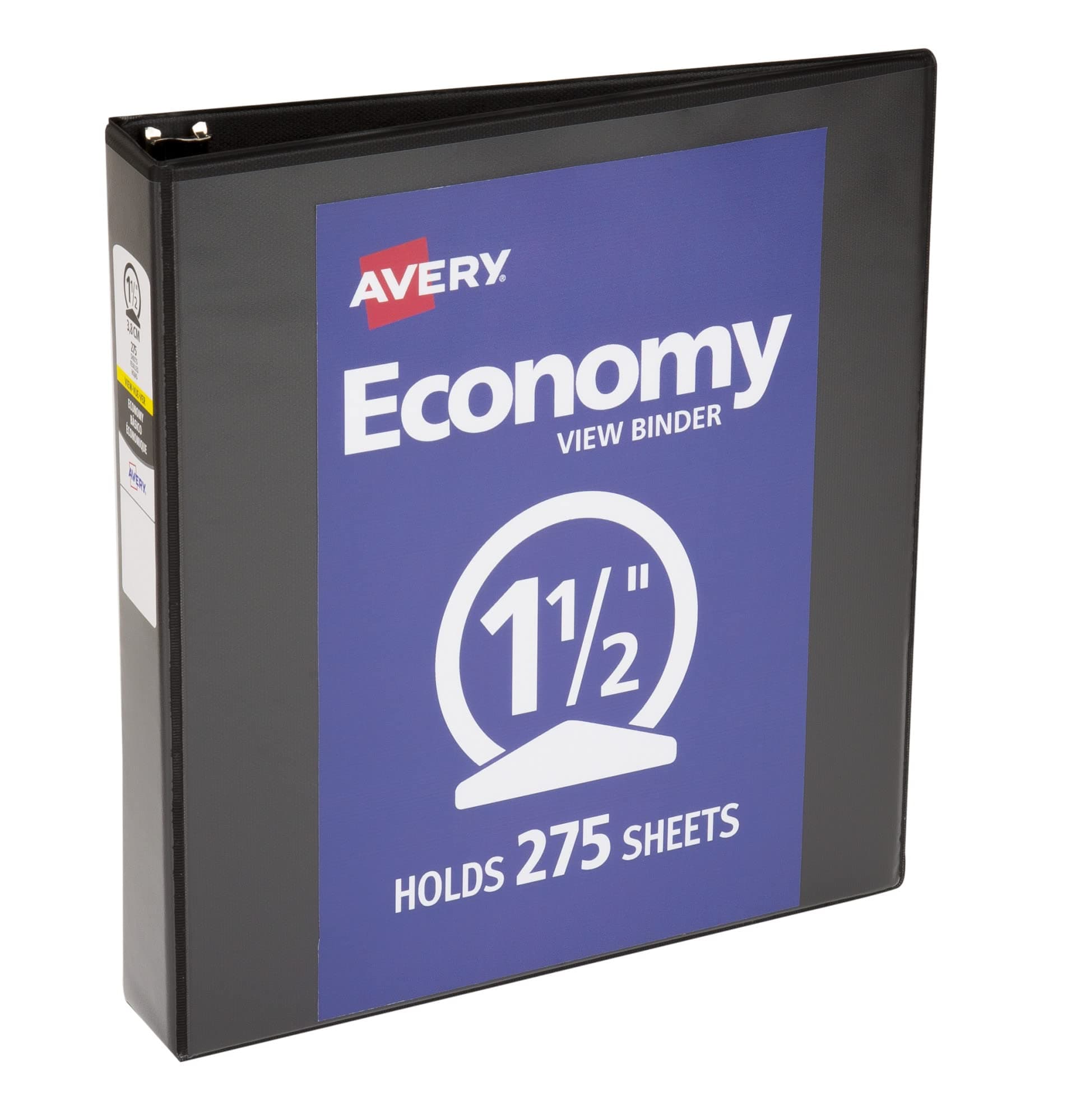 Standard View 3 Ring Binder, 1.5" Round Rings, 275-Sheet Capacity, 2.1 Inch Wide Spine, 1 Black Binder, Ideal for Lightweight Organization and Occasional Referencing (05771)