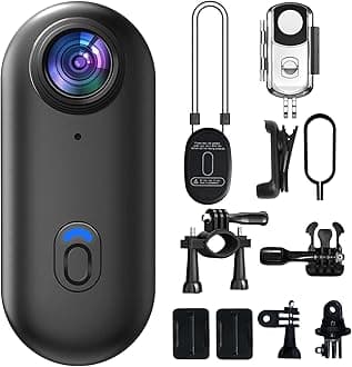 4K Mini Body Camera, 64GB Action Snap Cam, POV Snapcam, Thumb Size Hands Free Recording Body Worn Wearable Camera, Premium Portable Camcorder Mount Anywhere for Work, Travel, Pet Walks (Black)