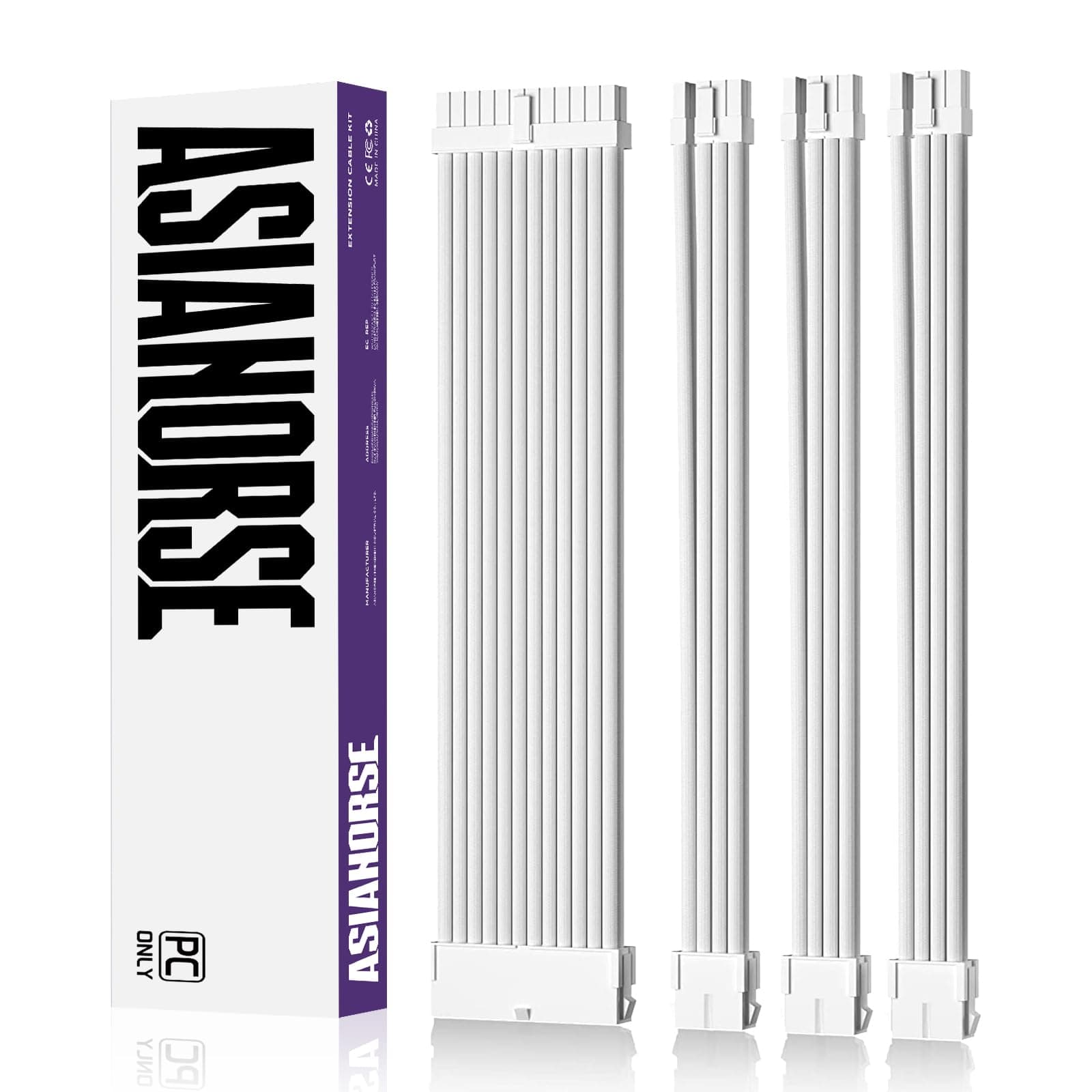 16AWG PSU Cable Extension Sleeved Custom Mod GPU PC Audio Video Power Supply Soft Braided Cables with Two Color Comb Kit 24P/8P to 6+2P/ 8P to 4+4P 30CM