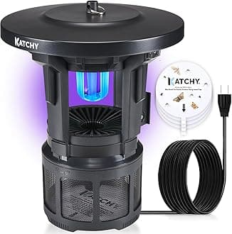 Katchy Outdoor Flying Insect Trap – Wall-Mounted Non-Zapper Trap for Catching and Killing Flies, Safe and Easy to Use (Black, 1 Device & 4 Refills)