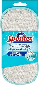 Spontex Scrub & Wipe Cleaning Pad | Microfibre Cloth Side & Non Scratch Scourer Side | Versatile & Reusable Cleaning Products | 1 Count