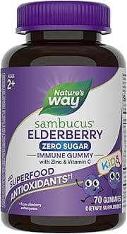 Sambucus Zero Sugar Elderberry Immune Gummies for Kids, Immune Support*, with Vitamin C, Zinc, Black Elderberry Extract, 70 Count (Packaging May Vary)