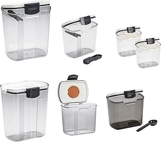 ProKeeper Baker's Airtight Kitchen Storage Canister Container Set for Flour, Sugar & More, Keeps Ingredients Fresh, with Accessories (Multicolor, 7- Piece)