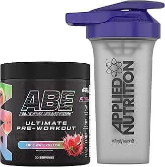Bundle ABE Pre Workout 375g + 700ml Protein Shaker | All Black Everything Pre Workout Powder, Energy & Physical Performance with Creatine, Beta Alanine (Cool Watermelon)