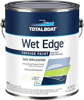 TotalBoat Wet Edge Topside Marine Paint Premium Polyurethane Coating for Boats, RVs, Exterior Trim, Fiberglass, Metal, and Wood (Hatteras Off-White, Gallon)