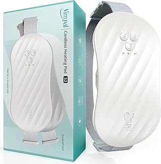 Slimpal Heating Pad for Period Cramps, Portable Heat Pad for Menstrual Period Pain Relief Electric Cordless Heating Belt w/ 4 Heat Levels for Back, Belly, Stomach, FSA HSA Eligible Approved, White S2