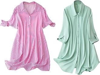 Leriya Fashion Women's Shirt Dress | Knee Length Dresses | Loose Fit | Button-Down | 3/4 Sleeve | Vacation Outfit (Pack of 2 | Value Pack)
