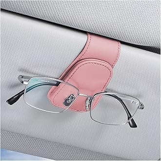 AICEL Sunglasses Holders for Car Sun Visor, Leather Eyeglasses Hanger Mounter, Magnetic Glasses Holder and Ticket Card Clip, Auto Interior Accessories Universal for SUV Pickup Truck