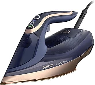Azur 8000 Steam Iron, 3000W Power, Turbo Boost Steam 260g, 85g/min Continuous Steam, Intelligent Steam Sensor, 350ml Tank, Auto Shut-Off, Vertical Steam Shots, Dark Blue (DST8050/26)