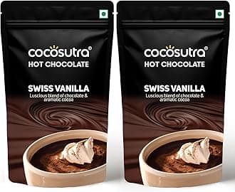 Swiss Vanilla Hot Chocolate Mix | Enjoy hot or cold | Pack of 2 (Each 100 g) 200 g | Vegan & Gluten Free Drinking Chocolate Powder | No Preservatives | Ready in 2 Minutes | Serves 10 Cups