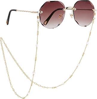 PEARLADA 18K Gold Eyeglass Chain Sunglasses Strap Holder Reading Glasses Retainer Gold Beaded Chain String Cord Lanyard