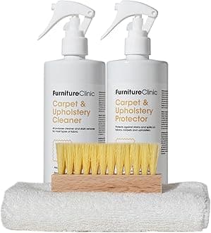 Fabric Care Kit | Includes: 500ml Cleaner, 500ml Protector, Microfibre Cloth & Cleaning Brush for Use on Clothing, Carpet, Upholstery | Works on All Fabric Types
