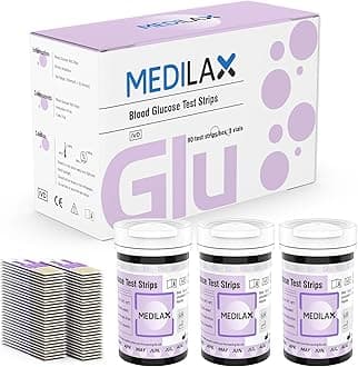 MedilaxBlood Glucose Test Strips for Diabetes, 90 Count (Pack of 1), Only Compatible with Medilax 2-1 Meter