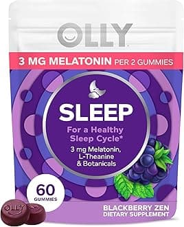 Sleep Gummy, 3 mg Melatonin, L-Theanine, Chamomile, and Lemon Balm Extracts, Blackberry Flavor, 30 Day Supply - 60 Count