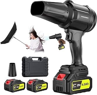 Cordless Leaf Blower, 500000RPM Handheld Leaf Blower with 2 X 4.0Ah Batteries & Charger, Lightweight Leaf Blowers for Patio Cleaning, Lawn Care, Leaves, Dust, Pure Black