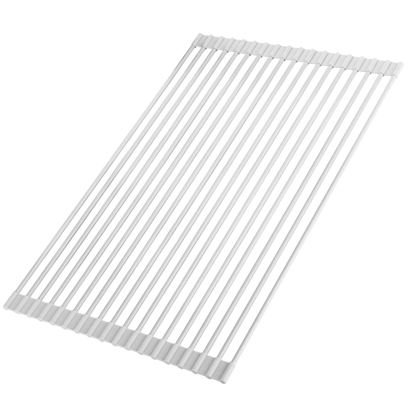 Roll Up Rack, Collapsible Dish Drying Rack-In The Sink Drying Mat-Multipurpose Dish Drainer-Rv Dish Drying Rack-Fruits and Vegetable Rinser-Durable Silicone Covered Stainless Steel Black, TECI TCF001B