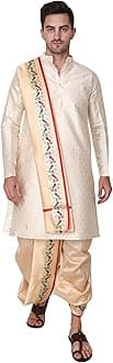 Rameshwaram Fabrics Gold Color Silk Kurta with Pajama Set